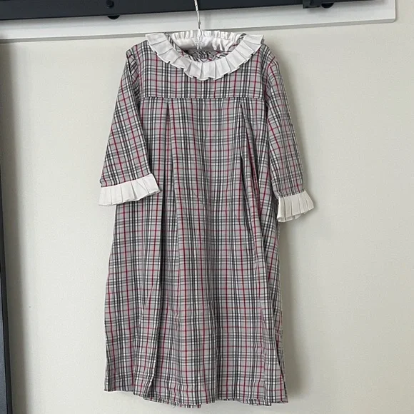 Plaid Kids Dress with Ruffled Collar - Picture 5 of 7